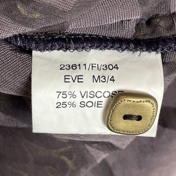 Un Jour Ailleurs Womens 10 Button Up Velvet Burnout Shirt Tunic Top Purple Gold - Picture 5 of 13